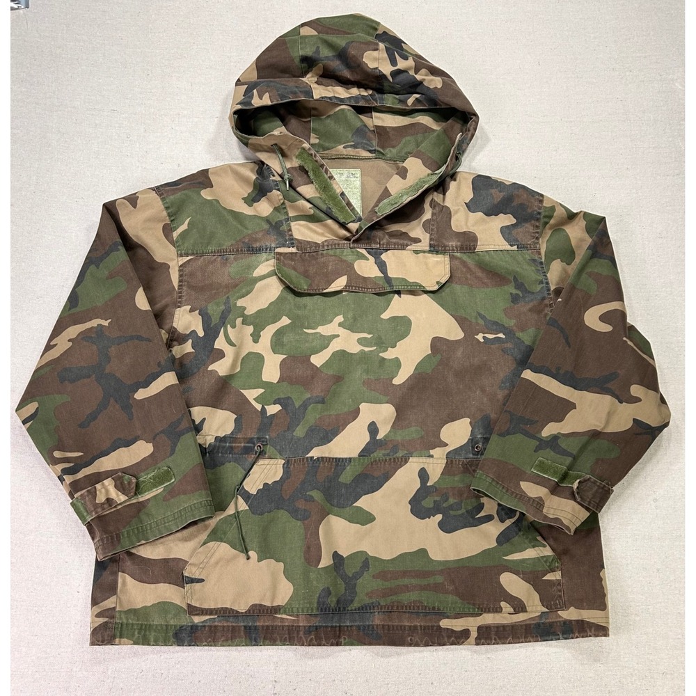 Storm Mens Woodland Camo Anorak Jacket XL Pullover Hooded Military Camouflage